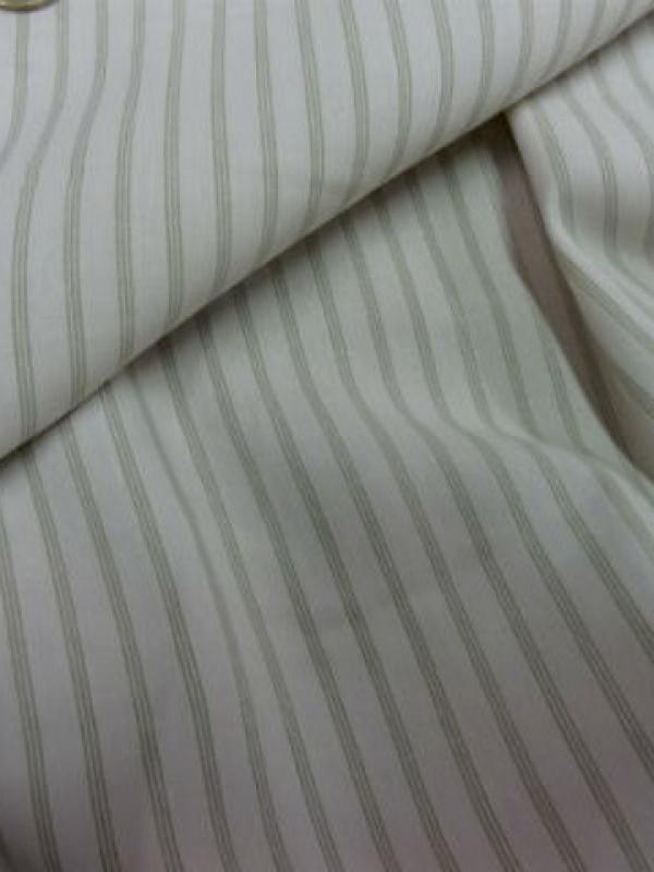 Coton blanc casse fines rayures kaki clair 1 