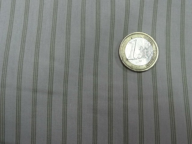 Coton blanc casse fines rayures kaki clair 6