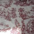 Coton blanc casse imprime toile de jouy bordeaux 1 