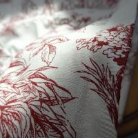 Coton blanc casse imprime toile de jouy bordeaux 3