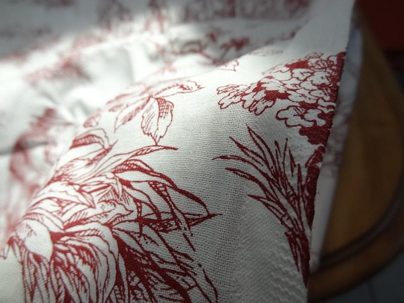 Coton blanc casse imprime toile de jouy bordeaux 3