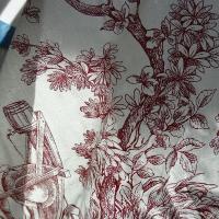 Coton blanc casse imprime toile de jouy bordeaux 4