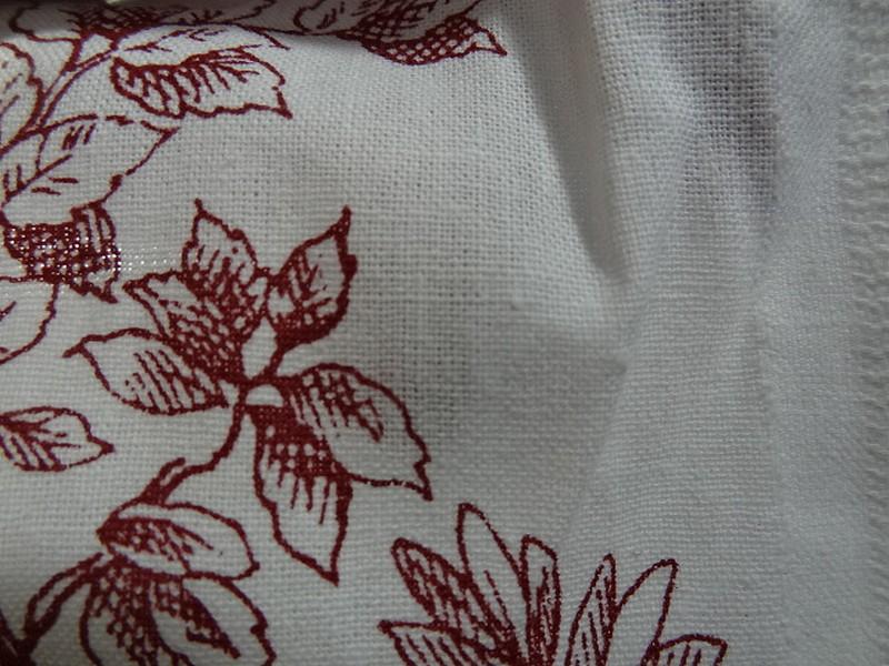 Coton blanc casse imprime toile de jouy bordeaux 5