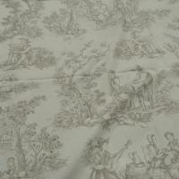 Coton blanc casse motif toile de jouy teinte chamois 1 