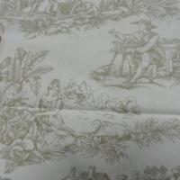 Coton blanc casse motif toile de jouy teinte chamois 3 