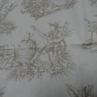 Coton blanc casse motif toile de jouy teinte chamois 4 