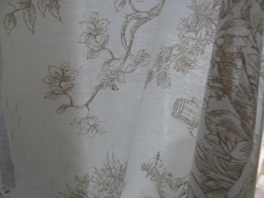 Coton blanc casse motif toile de jouy teinte chamois 7