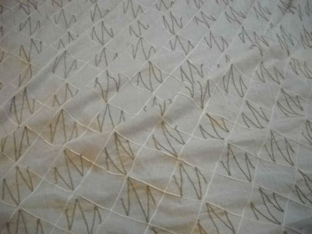 Coton blanc coutures motif carreaux et zigzag lin 4