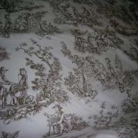 Coton blanc imprime toile de jouy marron2