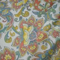 Coton blanc motif fleur exotique stylisee 2