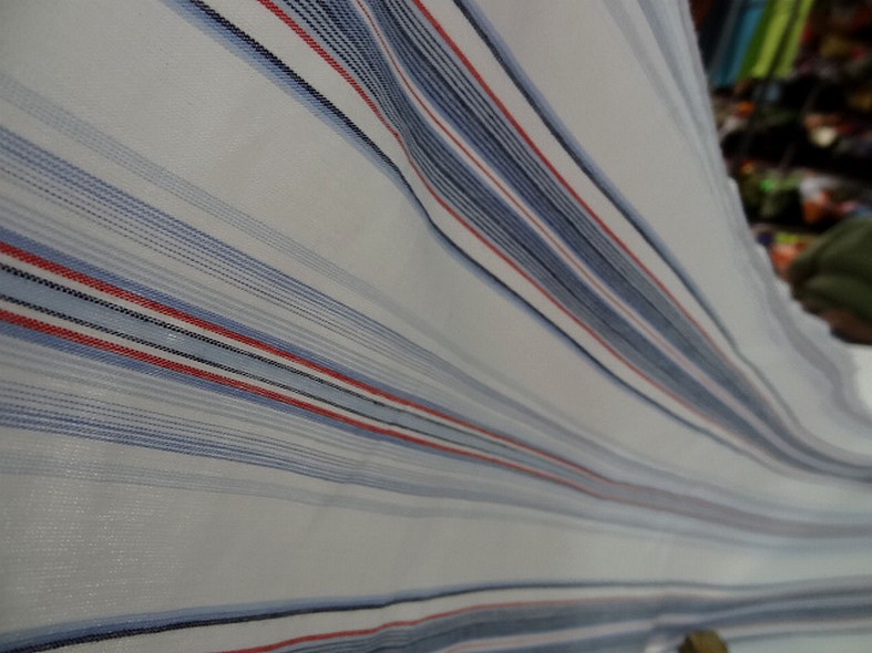 Coton blanc raye bleu et rouge marin 1 1