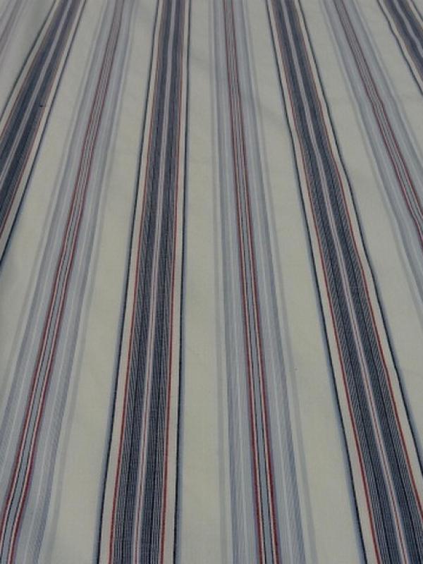 Coton blanc raye bleu et rouge marin 1 