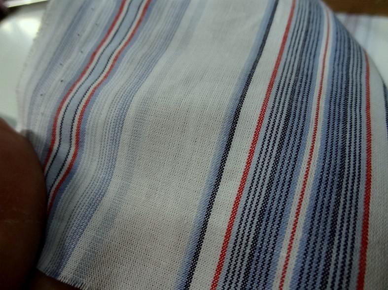 Coton blanc raye bleu et rouge marin 2 1