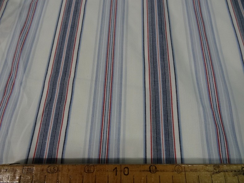Coton blanc raye bleu et rouge marin 2