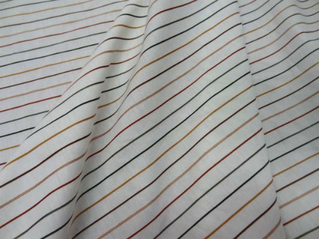 Coton blanc rayures craie multicolore 1