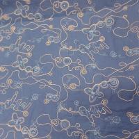 Coton bleu denim brode de fils de lin et sequins 5 1