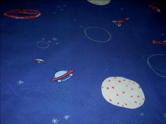 Coton bleu nuit imprime engins spatiaux 1 