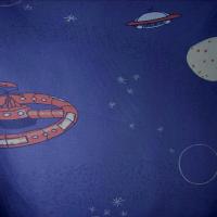 Coton bleu nuit imprime engins spatiaux 2