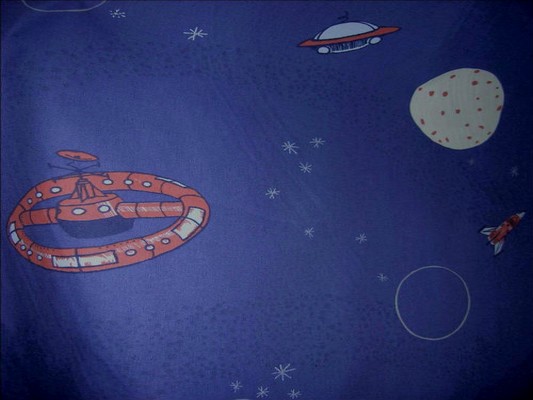 Coton bleu nuit imprime engins spatiaux 2