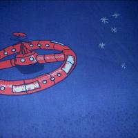 Coton bleu nuit imprime engins spatiaux 3