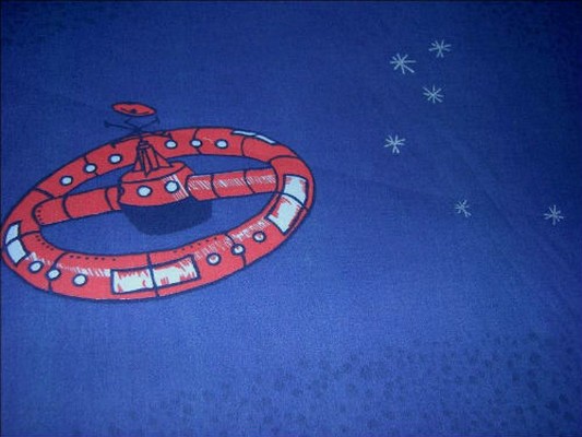 Coton bleu nuit imprime engins spatiaux 3