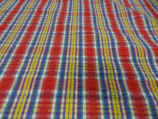 Coton cloque madras rouge jaune