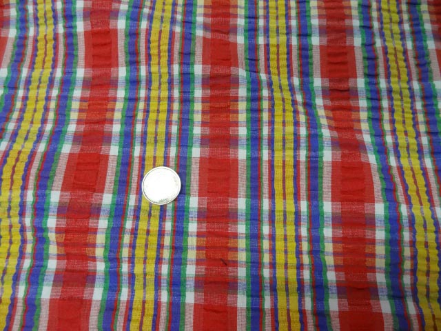 Coton cloque madras rouge jaune 1