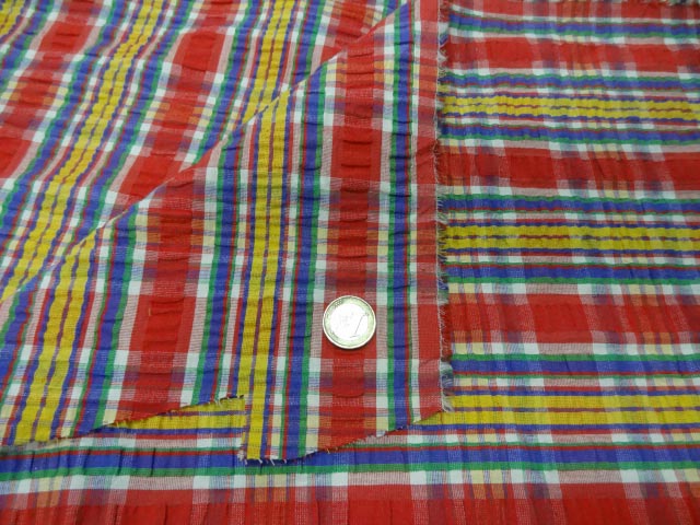 Coton cloque madras rouge jaune 2