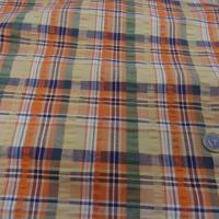 Coton cloque motif madras jaune pale et orange