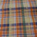 Coton cloque motif madras jaune pale et orange 2 