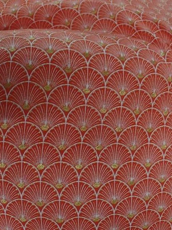 Coton corail blanc or art deco japonais 2
