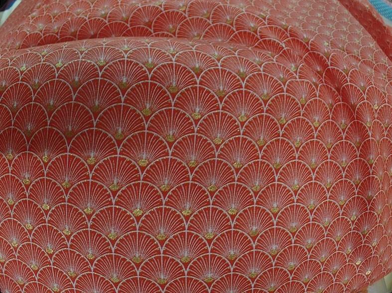 Coton corail blanc or art deco japonais 2