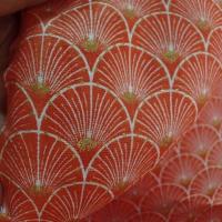 Coton corail blanc or art deco japonais 3