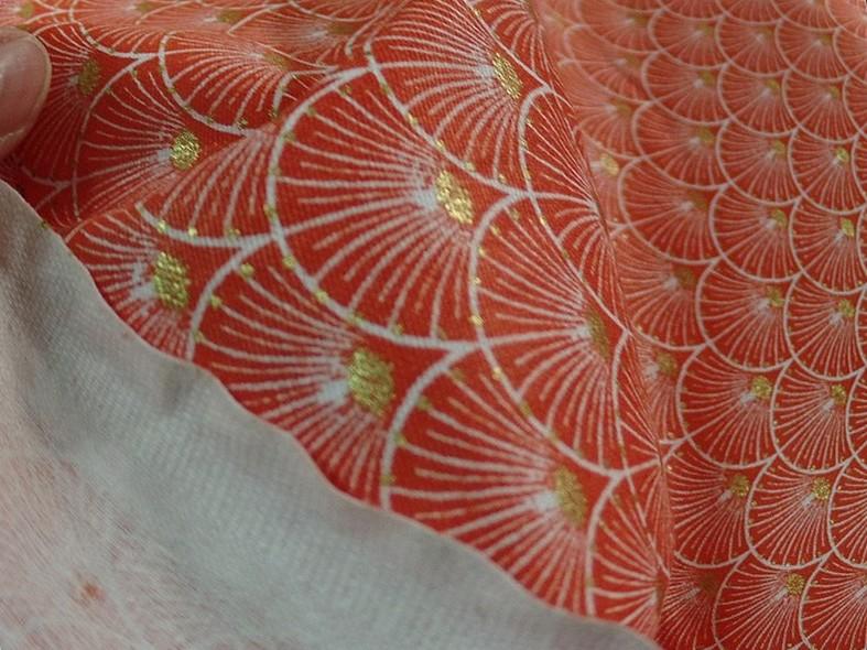 Coton corail blanc or art deco japonais 4