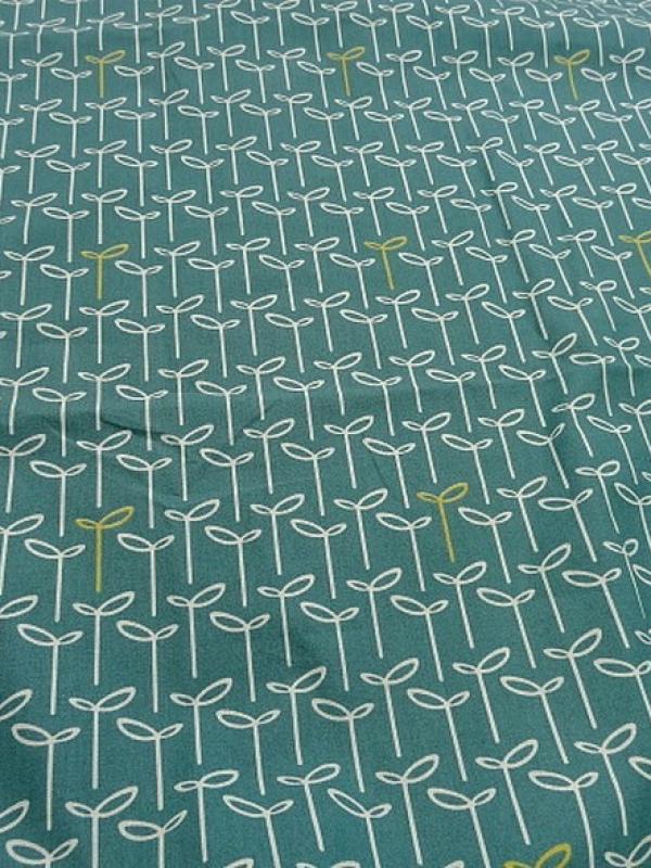 Coton fin apprete bleu canard fleuri 1 