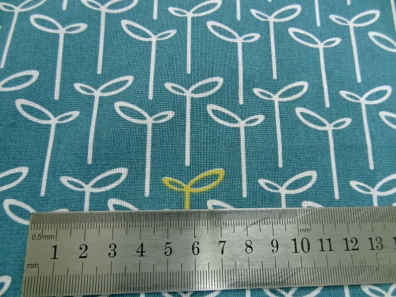 Coton fin apprete bleu canard fleuri 2