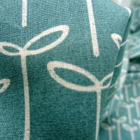 Coton fin apprete bleu canard fleuri 4 
