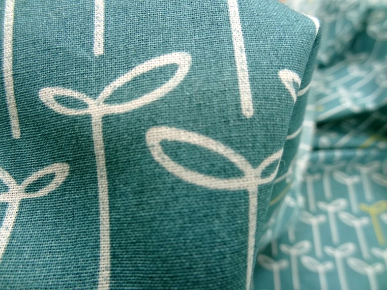 Coton fin apprete bleu canard fleuri 4