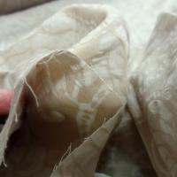 Coton fin beige clair motif cloque fleuri 5 