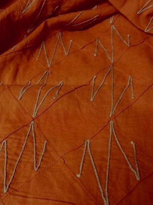 Coton fin ecrevisse coutures arlequin et fil de lin 2 