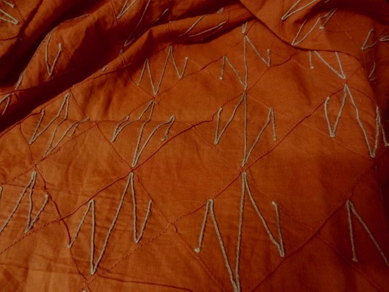 Coton fin ecrevisse coutures arlequin et fil de lin 2