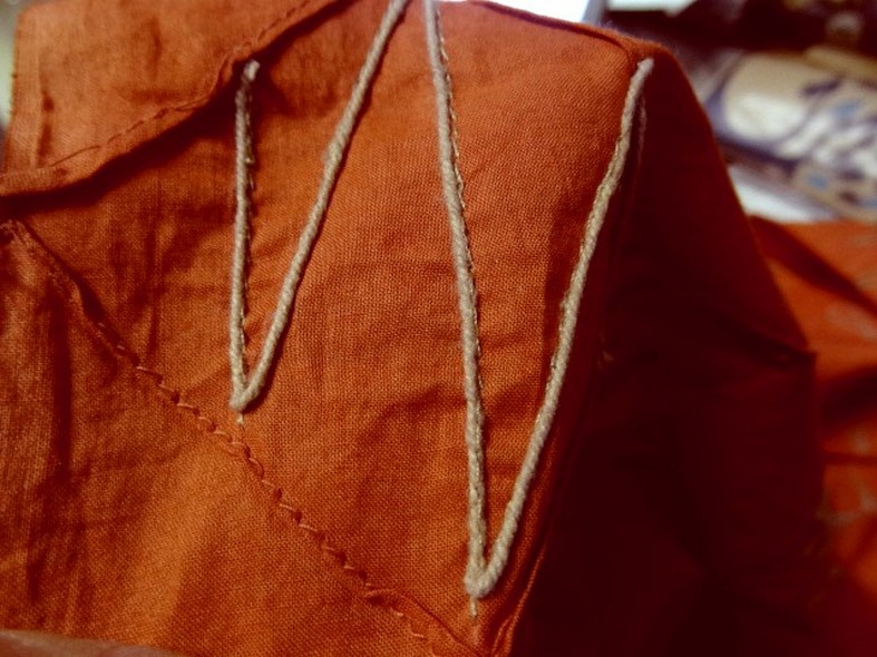 Coton fin ecrevisse coutures arlequin et fil de lin 3