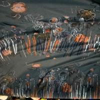 Coton fin gris bis orange motif vintage 2 