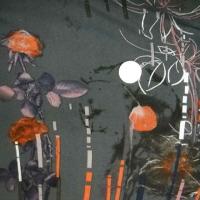 Coton fin gris bis orange motif vintage 3