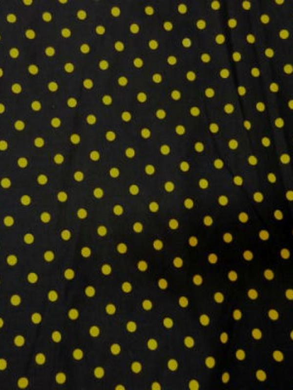 Coton fin noir imprime pois jaune 0 1 