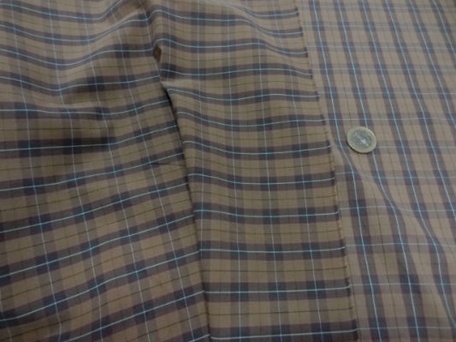 Coton fin taupe carreaux marron bleu