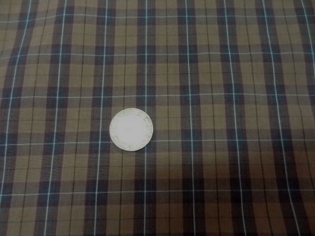 Coton fin taupe carreaux marron bleu2 1