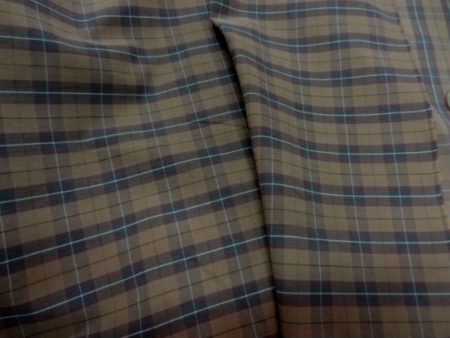 Coton fin taupe carreaux marron bleu2 2