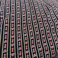 Coton fond noir motif fleuri rose vintage 1 