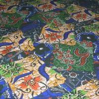 Coton imprime africain bleu vert 1